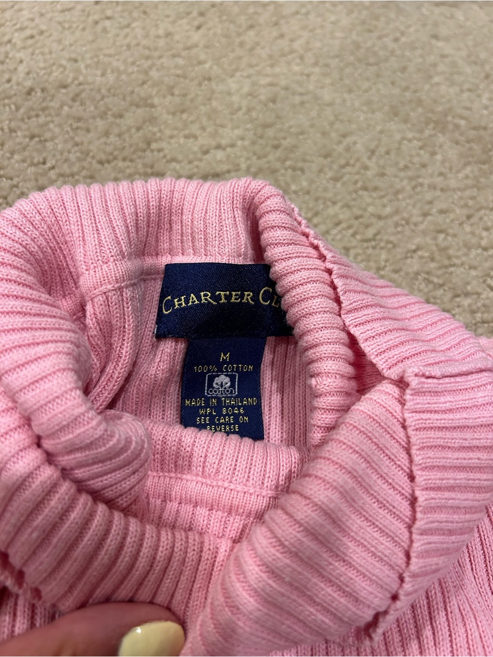 Charter Club Pink Ribbed Turtleneck Sweater - Picture 3 of 3